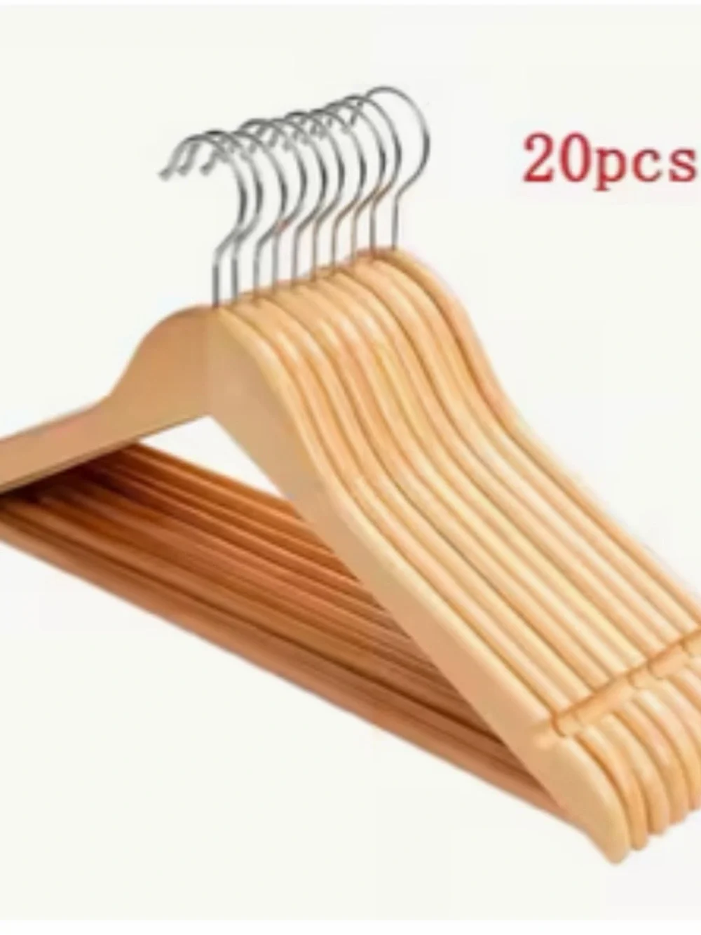 Set of Beige Plastic Clothes Hangers - 20 Pack